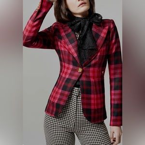 New and Rare find 🖤 SMYTHE Fushia Tartan Duchess Wool Blazer Size 8